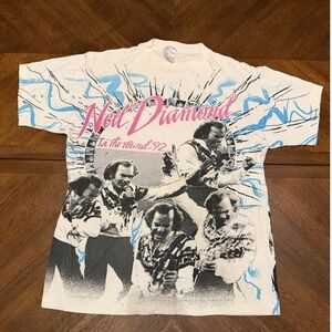 Vintage 1992 Neil Diamond In The Round Tour TShirt All Over Print Made in France